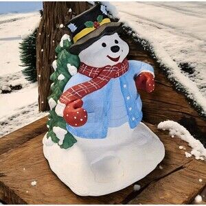 Vintage Ceramic Snowman With Glove And Jacket 9" Tall